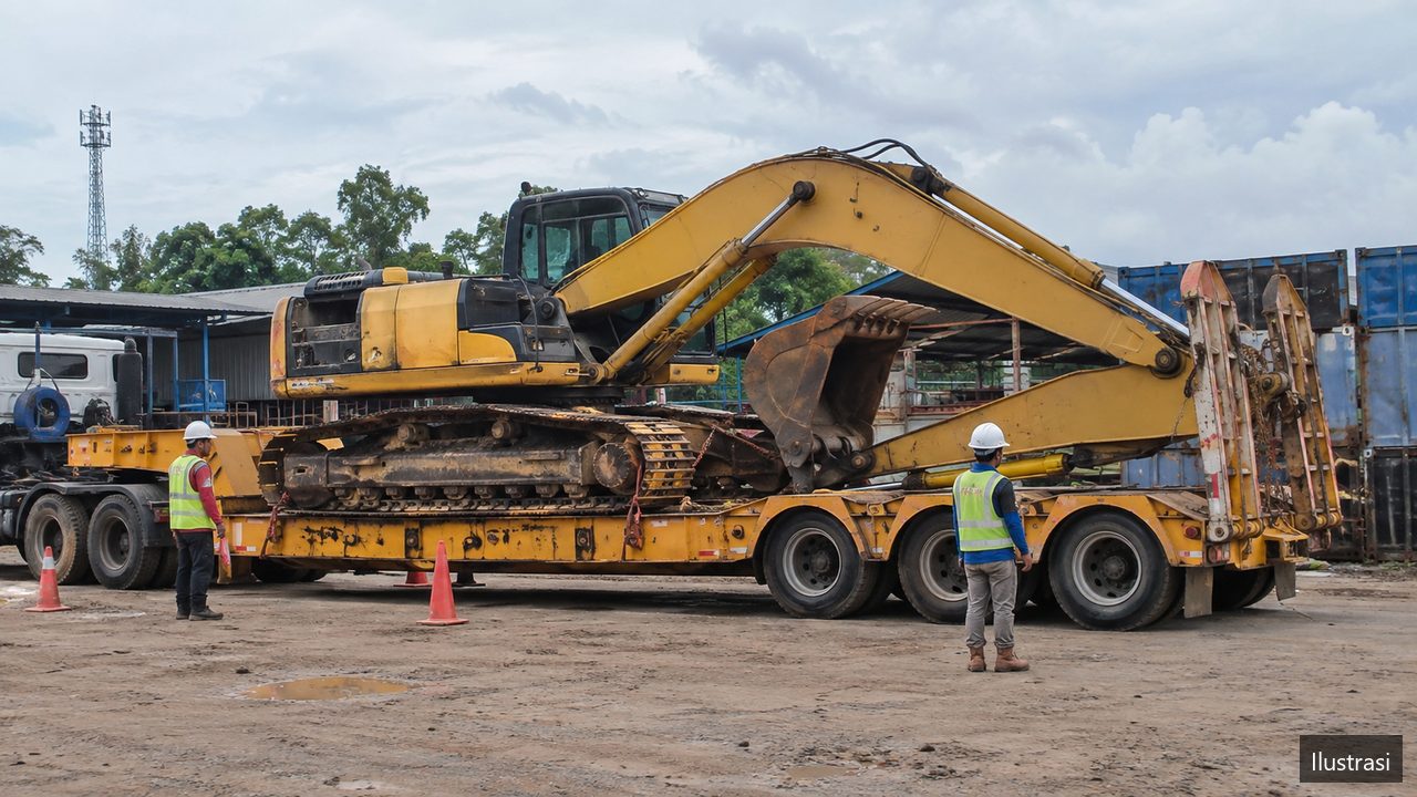 Ilustrasi: excavator di lowbed